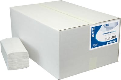 Handdoek 200250 23x25cm 1laags ZigZag gevouwen recycled Wit 5000stuks (200250)