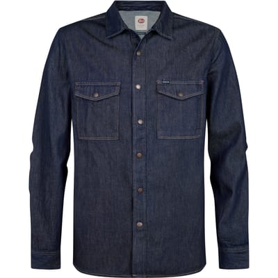 Petrol Industries - Heren Denim overhemd met lange mouwen forgestate - Blauw - Maat L
