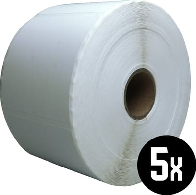DULA Compatible Zebra Labels 58x60mm - 1000 etiketten per rol - kern 25mm - Wit - Verwijderbaar - 5 rollen