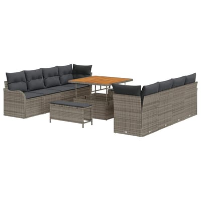 vidaXL Tuin Sofa Set 11 st 10-Aantal zitplaatsen Grijs