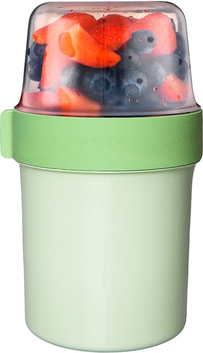 Lock&Lock Yoghurt beker to go - Muesli beker to go - Lekvrij - BPA vrij - PFAS vrij - 560 ml + 310 ml - Lunchpot - Overnight oats potjes - Kwark beker - Soepbeker - Lunchbeker - Lunchbox - Lunchtrommel - Groen
