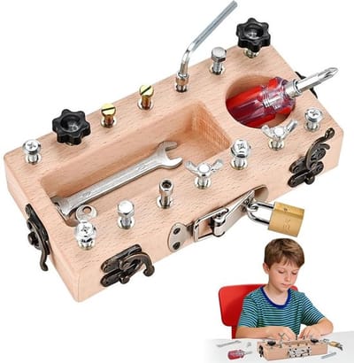 Montessori speelgoed - Houten schroeven bord set - Montessori busy board - Speelgoed voor fijne motoriek - Educatief houten speelgoed - Cadeau voor jongens en meisjes