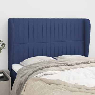 vidaXL - Hoofdbord - met - randen - 147x23x118/128 - cm - stof - blauw