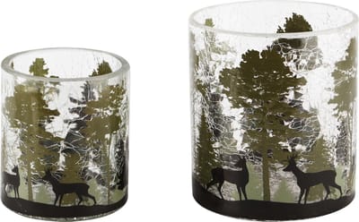 Dekoratief | Set 2 theelichthouders 'Dark Forest', glas, 9x9x10cm | A245073