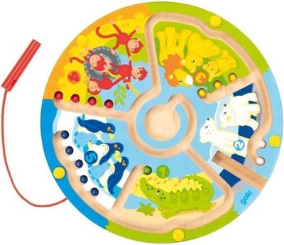 Behendigheidsspel: LEREN TELLEN in de ZOO diam.23cm, magnetisch, hout, 2+