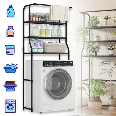 3-Laags Opbergrek Voor Wasmachinetrommel - Ruimtebesparend Opbergrek Voor De Badkamer - Multifunctioneel Stevig En Verstelbaar