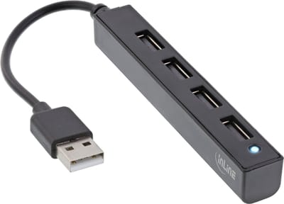 InLine® USB 2.0 4-poorts hub, USB-A male naar 4x USB-A female, kabel 15cm
