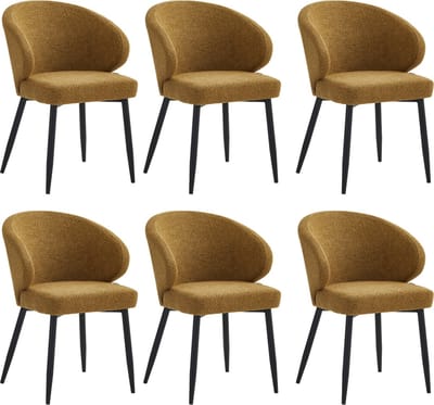 Colenis® - Ruby Eetkamerstoel - Set Van 6 – Cappuccino – Bouclé - Design