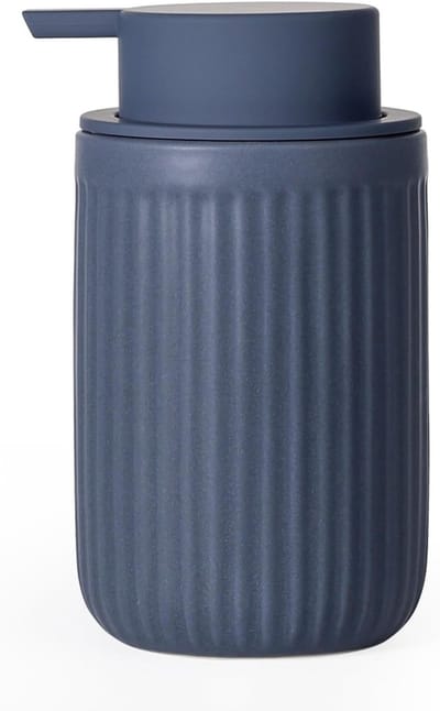 Ceramische Zeepdispenser in Donkerblauw voor Keuken, Vaatwasmiddel en Vloeibare Zeep, Herbruikbaar met Grote Pompkop