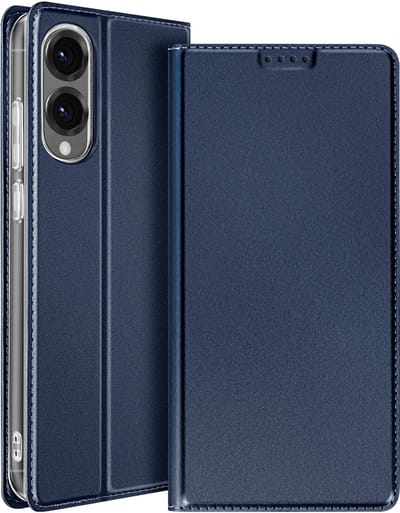 Dux Ducis, Hoesje Geschikt voor Samsung Galaxy S25 Edge Clapet Videohouder, Nachtblauw
