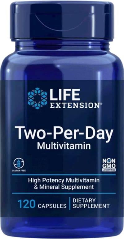 Life Extension - Two-per-Day Multivitamine - 120 Capsules - Voor Dagelijksgebruik - met Bioactieve Vormen van o.a. Folaat en B12 - Extra Antioxidanten - Voedingssupplementen