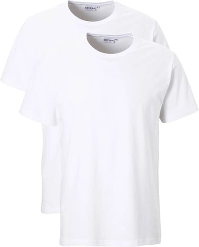 CECEBA Maverick American T-shirt - 2-pack - ronde hals - Wit