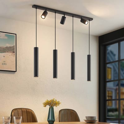 Lindby - hanglamp - 7lichts - staal - H: 40 cm - GU10 - zandzwart