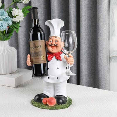 Europese Creatieve Ontwerp Wijnrek Ornamenten Chef Karakter Vorm Westers Restaurant Wijnkast Tafelblad Decoratie Wijn Roodewijnrek