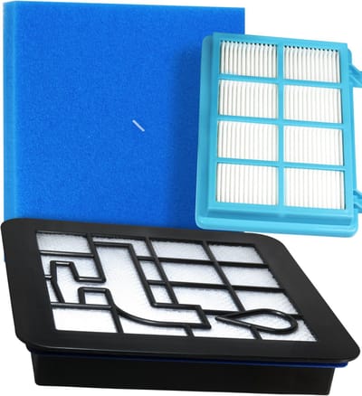 Dparts hepa filter met motorfilter en schuimfilter geschikt voor Philips - voor PowerPro Compact en PowerPro City zakloze stofzuiger - 1 set (3-delig) - stofzuigerfilter allergiefilter - nr. FC8010 FC8010/01 - 432200538211