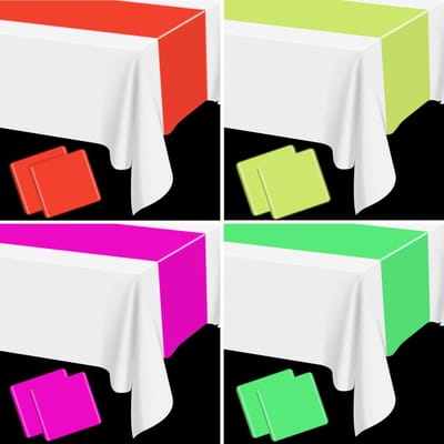 tafelloper - Glow in the Dark veelkleurige fluorescerende tafelloper voor Let's Glow feestbenodigdheden neon feestdecoraties, 8 stuks