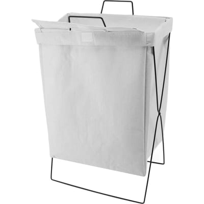 Panier à linge avec cadre métallique en X Panier à linge pliable debout Rectangle Grande capacité Small blanc
