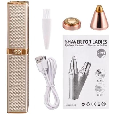 2 IN 1 elektrische wenkbrauwtrimmer USB oplaadbaar lichaam gezichtsontharing lippenstiftvorm mini-epilator voor vrouwen kleurrijke sterrenhemel champagne
