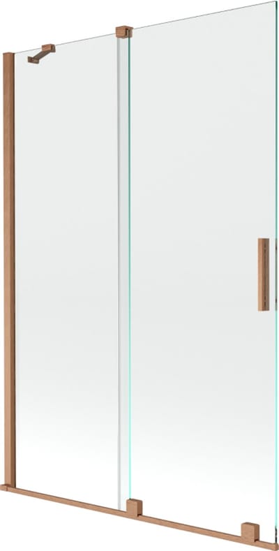 Mexen Velar badwand tweedelig schuifbaar 120 x 150 , transparant, geborsteld koper - 896-120-000-01-65
