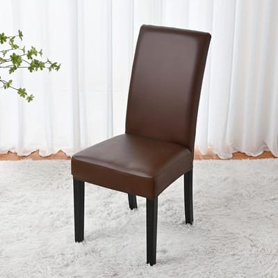 Duurzame 1-delige PU Waterdichte Elastische Stofbestendige Kinderstoelhoezenset voor Bar Koffiehuis Stoelen, Ideale Decoratieve Beschermhoes bruin