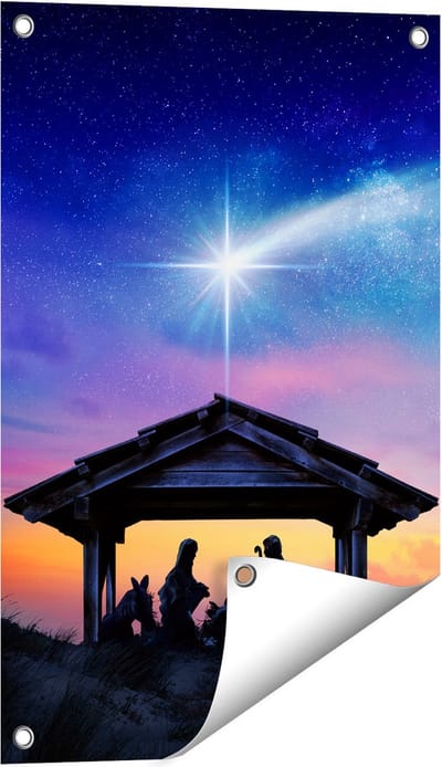 Gards Tuinposter Heilige Familie van Jezus met de Ster van Bethlehem - 40x60 cm - Tuindoek - Tuindecoratie - Wanddecoratie buiten - Tuinschilderij