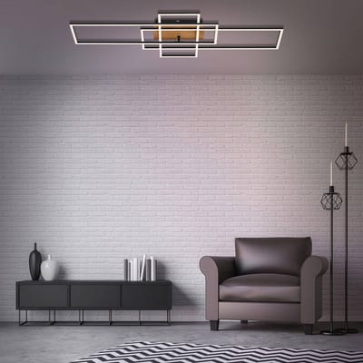 BRILONER Frame - LED Plafonniére - plafondlamp met afstandsbediening – dimbaar – CCT kleurtemperatuur – kantelbaar – zwart – 104 x 42 x 10,5 cm