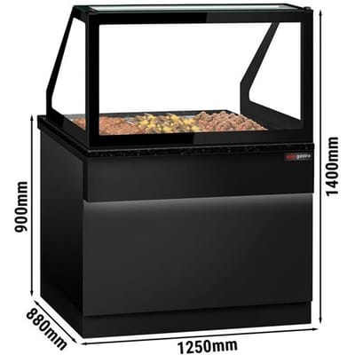 GGM Gastro Warmhaltetheke TORONTO - 1250mm - schwarze Front - für 3x GN 1/1 - schwarze Granit-Arbeitsplatte