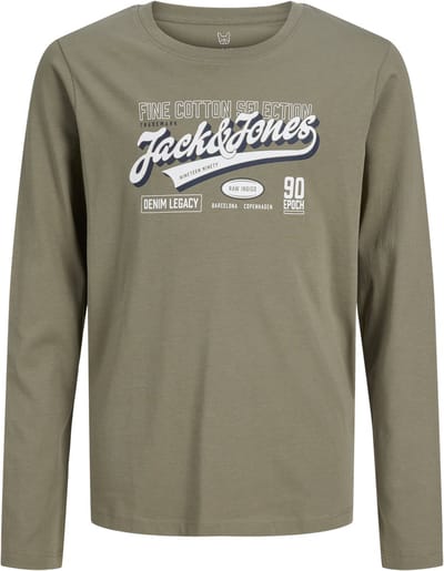 JACK & JONES- JJELOGO TEE LS O-NECK 2 COL AW26 SN JNR - Jongens - T-shirt