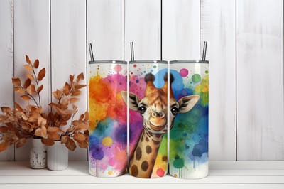 roestvrijstalen tumbler - geïsoleerde beker - Tumbler - 600ml - kleurrijke Giraffe - warm en koude drank - anti lek dop - vaatwasser bestendig - ijzer rietje - schoolbeker - to go beker - kinderen - volwassen - alle leeftijden – Trendy nu