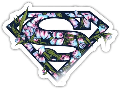 Superman S Schild Met Bloemen Sticker maat S (10 x 10 cm)
