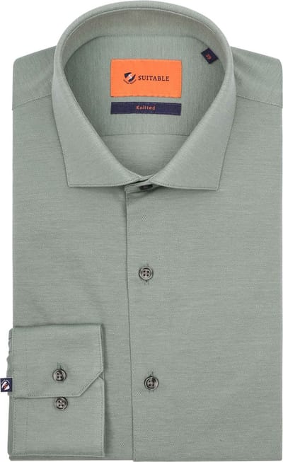 Suitable Overhemd Pique Groen - Maat 39 - Heren - Casual Shirt