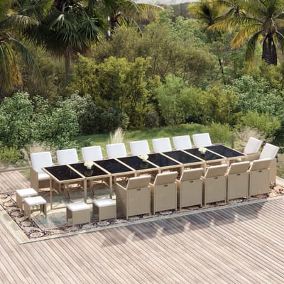 vidaXL - 21-delige - Tuinset - met - kussens - poly - rattan - beige