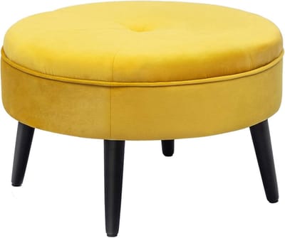 Fluwelen Voetsteun Kruk - Poef Ottomaan - Comfortabel Ontspannen - Verborgen Opbergvak - 23 x 23 x 14.4 Inch