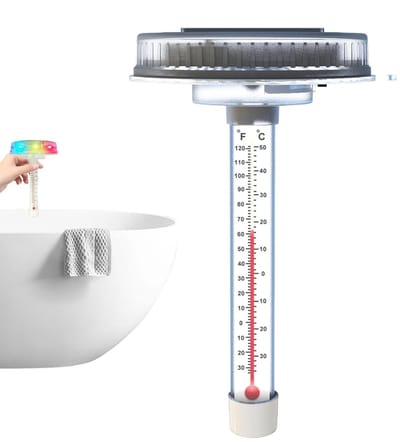 Zwembadthermometer | Onbreekbare meter | Drijvende temperatuurmeter met kleurrijke LED-verlichting voor zwembad – voor douche, badkuip, vijver, aquarium, whirlpool, spa – binnen en buiten.
