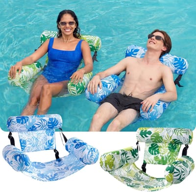 2 stuks Opblaasbaar zwembad drijft volwassen, drijvende loungestoelen, opblazen zwembadnoedels voor volwassen Heavy Duty, drijvende stoel voor feest, zomer, water, strand, meer plezier