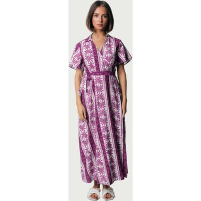 Colourful Rebel Ava Palm Collar Real Wrap Maxi Dress Ss Raspberry Wine Size: XS | Maxi Dresses Outlet | Dames | Paars
