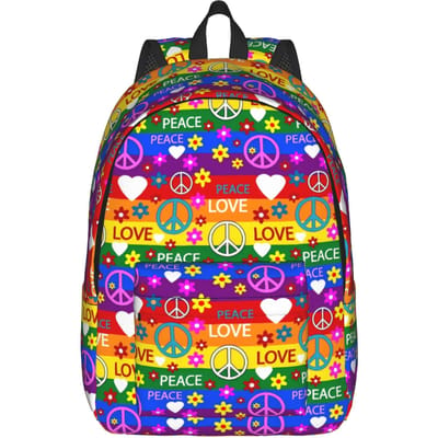 Vrede Bloemig Liefde Patroon Rugzak voor Mannen Vrouwen Cool Middelbare School Werk Dagrugzak Etnisch Laptop Computer Canvas Tassen Sport S