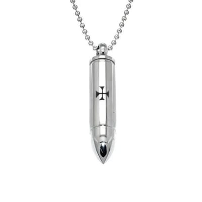 Aramat Jewels | Gedenkhangers | Stalen Kruis Ashanger - Symbolische Herinnering | Zilverkleur/zwart-4x1cm | |20mm | Staal | Volwassenen | Verkleurd niet