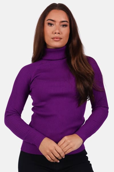 Getdrezzed Top - Maat: One size - Coltrui ribbel paars