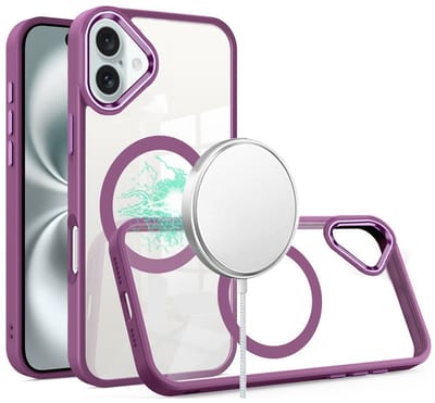Hybrid Transparant TPU Hoesje - Camera Surround Case - Compatibel met MagSafe Geschikt voor: Apple iPhone 16 - paars