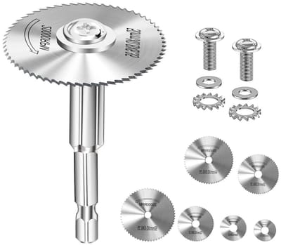 Set van 8 Cirkelzaagbladen voor HSS Dremel, Mini Zaagbladen voor Hout, Kunststof en Metaal met 1/4 Inch Hex Shank