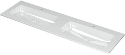 INK Aspekt Wastafel Porselein Dubbel met 2 Kraangaten - 1600x450x15 mm - Glans Wit