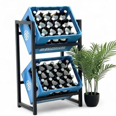 Metalen Drankkrattenrek voor 2 Kisten - Ruimtebesparend Flessenrek 47 cm