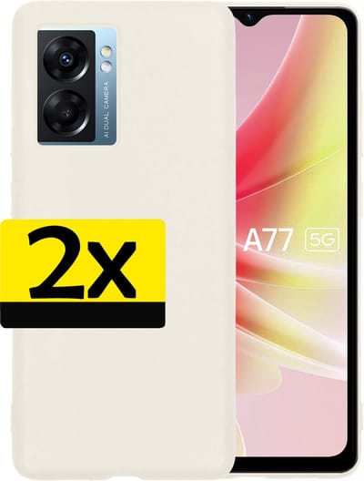 Hoesje - 2 Stuks - Geschikt voor OPPO A77 - Sterk & Shockproof - Case Siliconen - Back Cover - Telefoon Hoes - Telefoonhoesjes - Wit