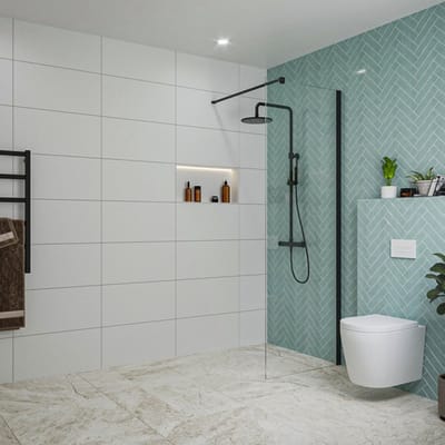 FugaFlow Eccelente Vetro inloopdouche badkamer - 70x200cm - helder glas - wandarm - mat zwart