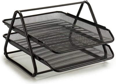 Pincello Brievenbakje/postbakje 2 laags - metaal - zwart - A4 formaat - 30 x 35 x 21 cm