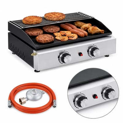 Jurrys BBQ - Kookplaat - Bakplaat - Grillapparaat - Tafelbbq - Draagbaar - Compact - Eenvoudig - Zilver - 51.5x44x21 cm