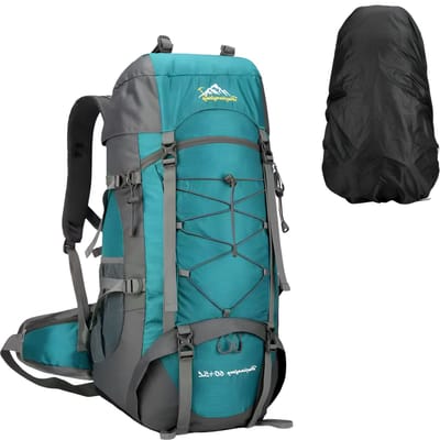 E-Shop4u® - 65L Trekking Rugzak - Wandelrugzak Hiking Backpack - met Polyester, Schoenenvak - voor Outdoor - Blauw