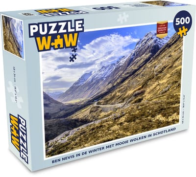 Puzzel Ben Nevis in de winter met mooie wolken in Schotland - Legpuzzel - Puzzel 500 stukjes