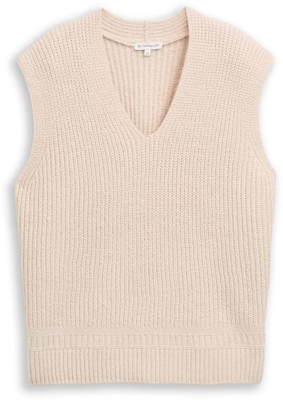 Tom Tailor - V-hals vest - Maat XXXL - sand stone beige melange